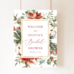 Noël hiver Fête des mariées rouge Affiche de bienv<br><div class="desc">Affiche d'Affiche de bienvenue de Noël hiver Rouge Fête des mariées</div>