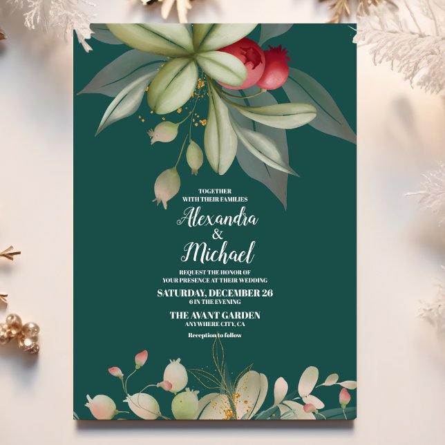 Noël hiver Holly Berry Faire-part de mariage (Créateur téléchargé)