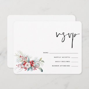 Noël hiver Poinsettia Berries Mariage RSVP