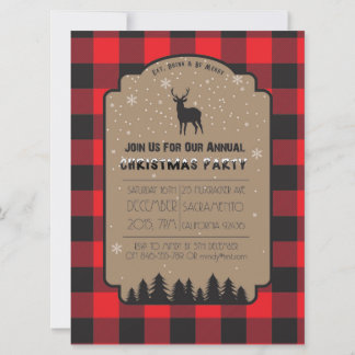 Noël hiver Rustic Deer Party Invitation