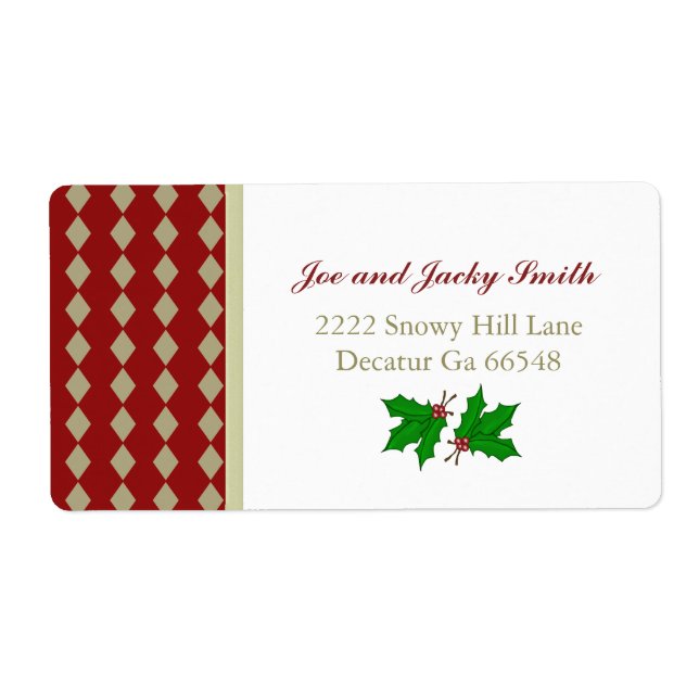 Noël Holly Étiquettes de adresse (Devant)