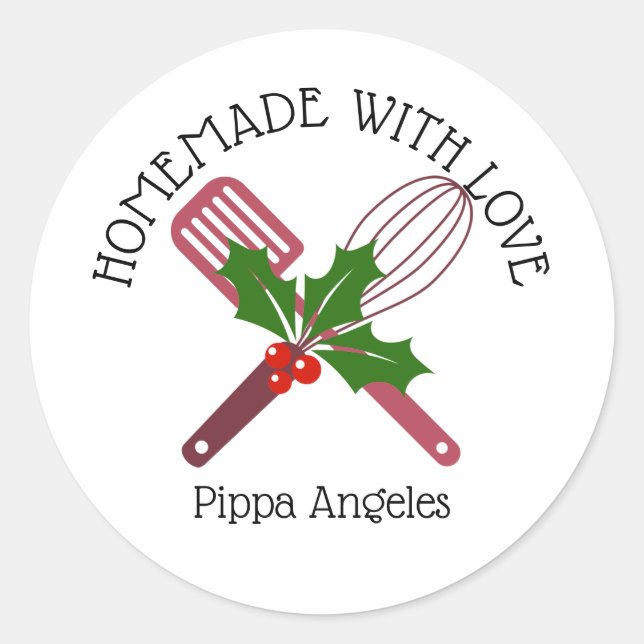 Noël Holly fait maison avec amour étiquettes de cu (Devant)