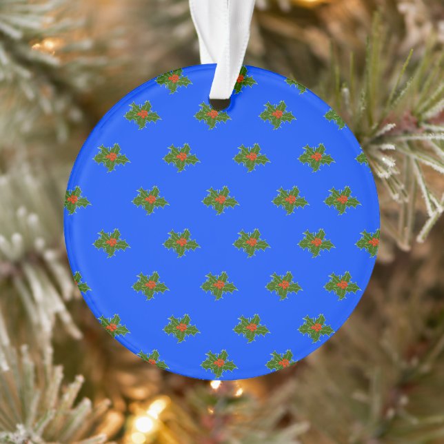 Noël Holly motif décoratif sur bleu (Arbre)