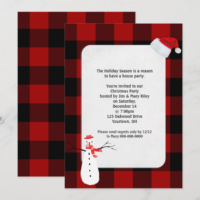 Noël Invitation buffalo conception plaid (Devant / Derrière)