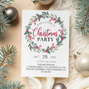 Noël Invitation verte et rouge