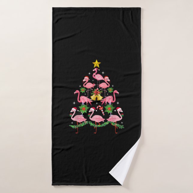 Noël - Joli Flamant rose sapin de Noël (Serviette de bain)