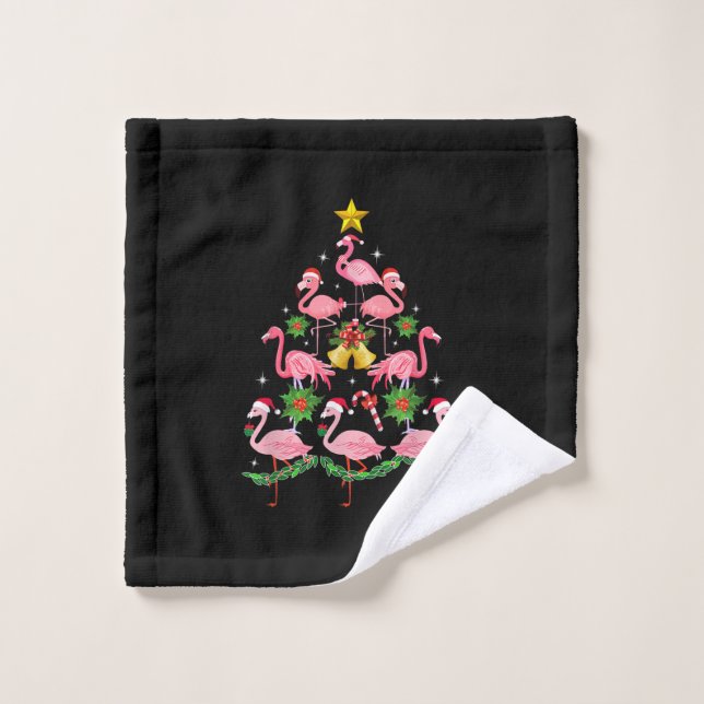 Noël - Joli Flamant rose sapin de Noël (Gant de toilette)