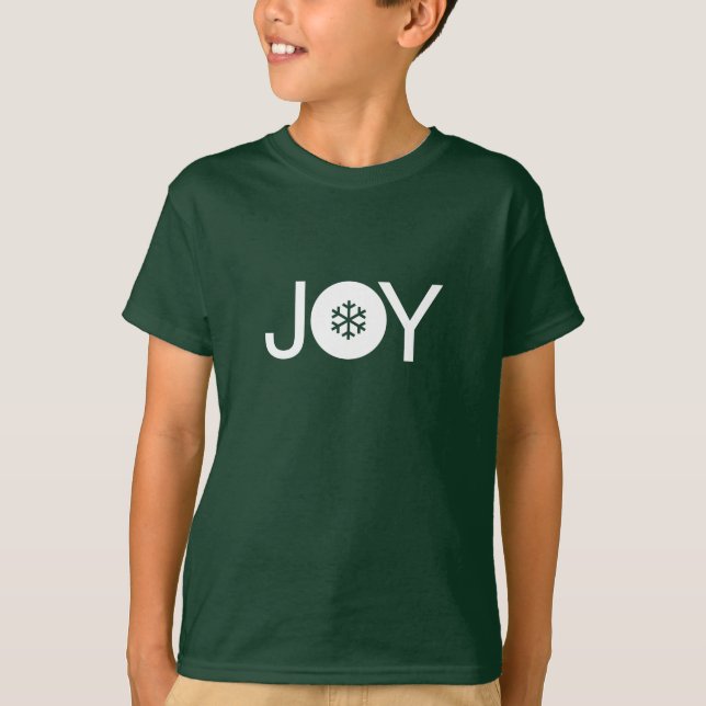 Noël Joy T-shirt enfant vert et blanc (Devant)