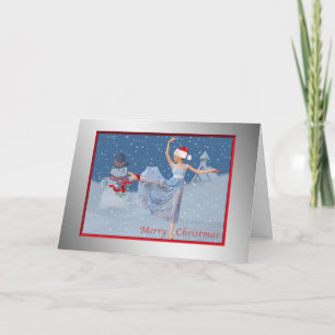 Noël, joyeux, ballerine dans la neige, carte