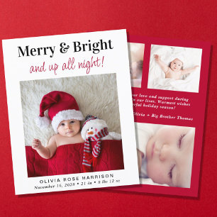 Noël Joyeux Bright Photo Faire-part de naissance
