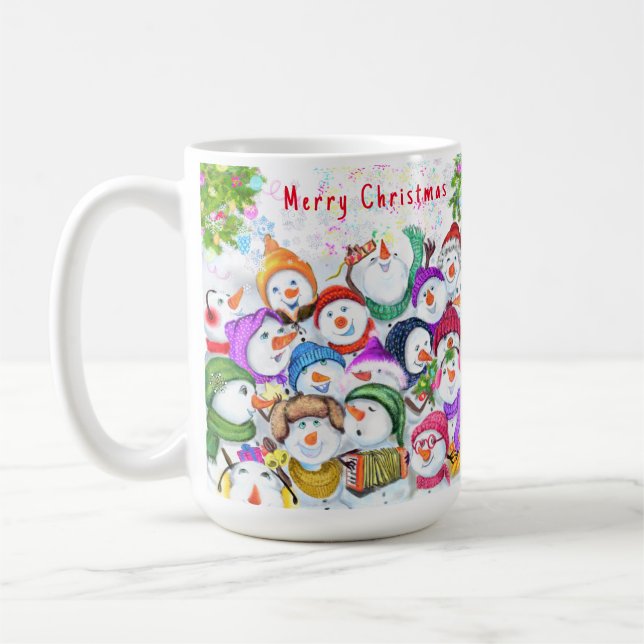 Noël Joyeux Snowmans Fête Mug Cadeau (Gauche)