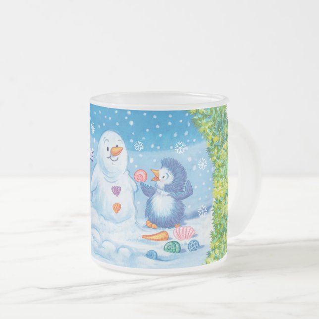 Noël, la tasse gelée, PingPing Penguin & Snowman. (Devant droit)