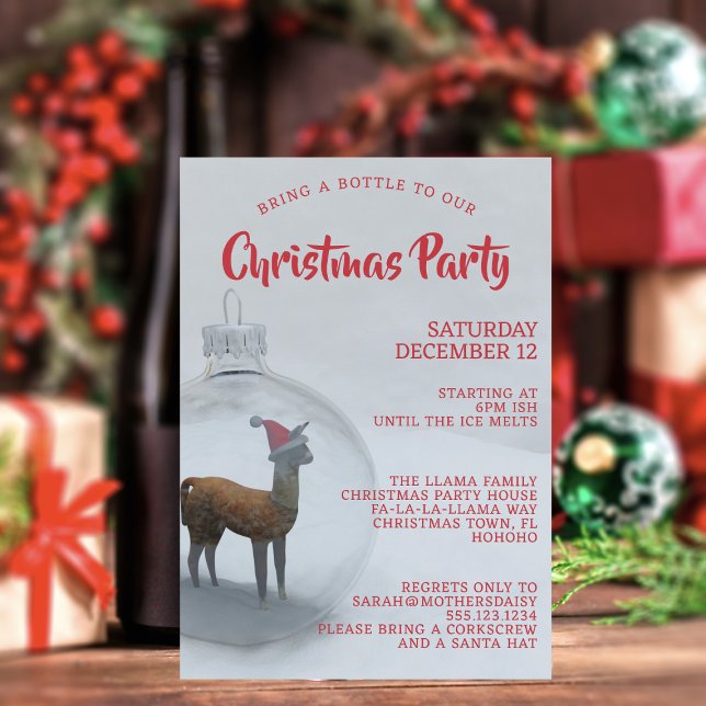 Noël Llama Fête Invitation (Christmas Party? Need an invitation or two? Just add your details)