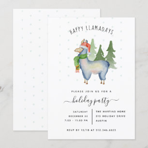 Noël Llama   Invitation de fête de vacances