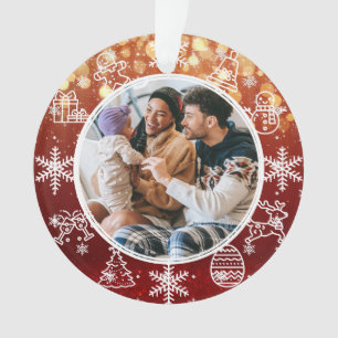 Noël Lumières rouges Deux faces Nom et année photo