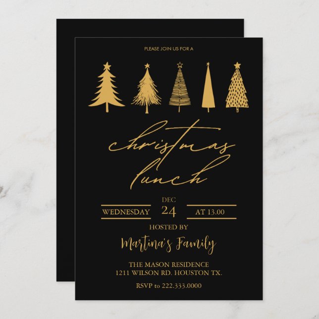 Noël Lunch Invitations Brunch de Noël (Devant / Derrière)