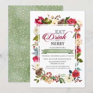 Noël Mangez Boire Et Soyez Joyeux Dîner Invitation