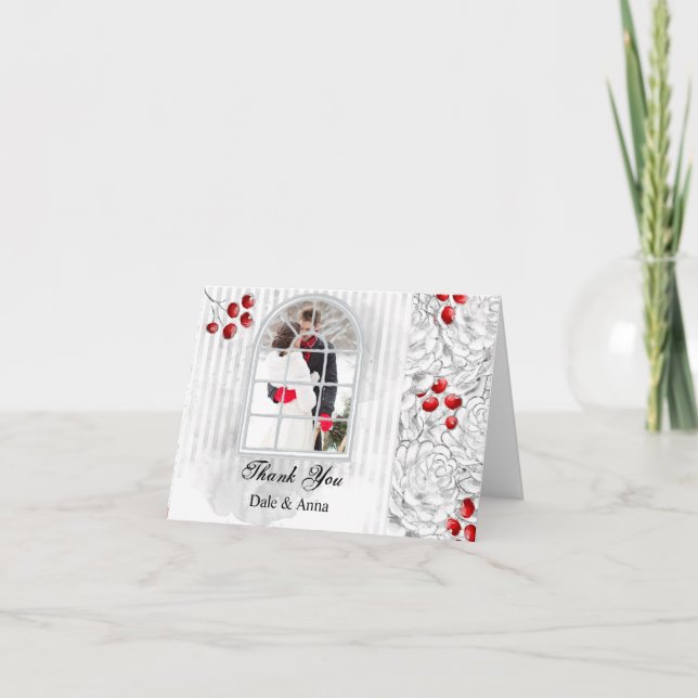 Noël Mariage d'hiver Merci photo (Devant)