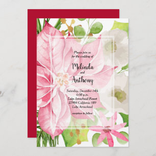 Noël Mariage Floral Invitation