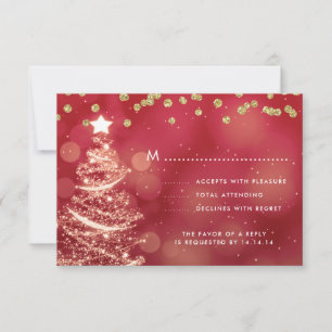 Noel Mariage RSVP Sparkle Tree Red Gold