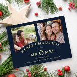 Noël Marine Chic Luxury Golden 2 Photos Mariage<br><div class="desc">Christmas Navy Chic Luxury Golden Effect 2 Photos Mariage Enregistrer la date avec Envelope. Pour les couples MR et MRS, MRS et MRS, MR et MR. AVIS IMPORTANT : Ce design fait partie d'une collection et contient d'autres éléments coordonnés que vous pouvez trouver dans mon magasin. Parfois, il peut être...</div>