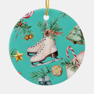 Noël Mer Vert Cookies Pins Patinage Ornement