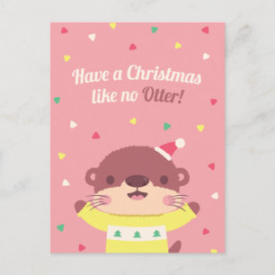 Noël mignon Comme Pas De Pun D'Otter Carte de voeu