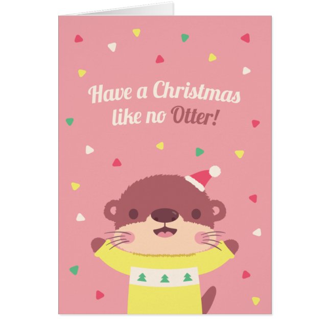 Noël mignon Comme Pas De Pun D'Otter Carte de voeu (Devant)