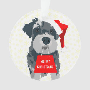 Noël Mini Schnauzer Chien Santa Hat Ornement