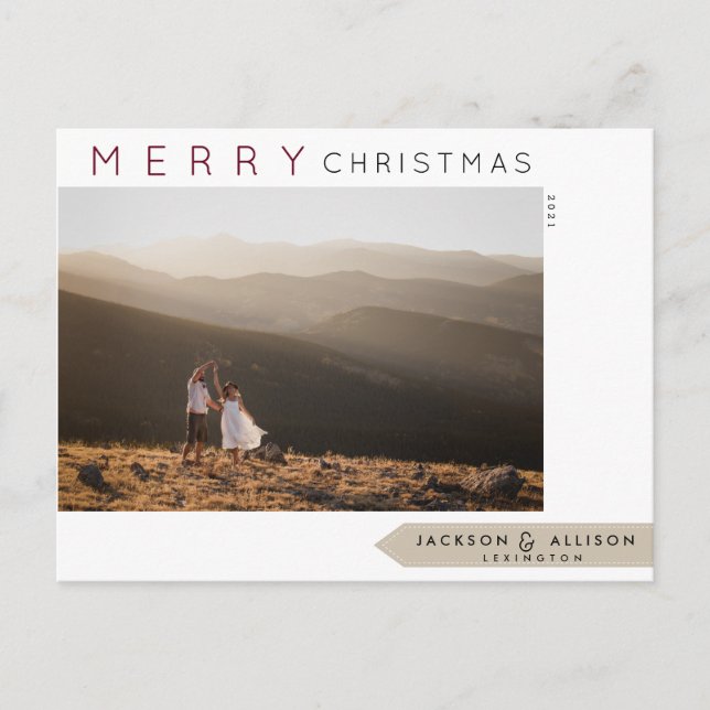 Noël minimal | Arbre à pins et Carte photo (Devant)