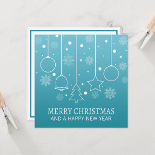 Noël minimaliste blanc et Turquoise   Invitation