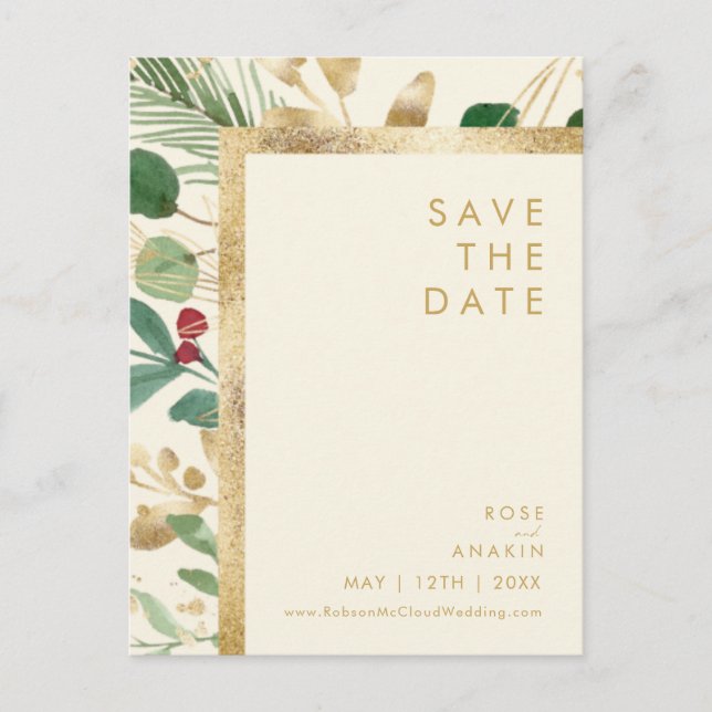 Noël moderne | Carte postale de sauvegarde de date (Devant)