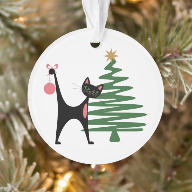 Noël Moderne du Milieu du Siècle 1950 Chat Atomiqu (Arbre)