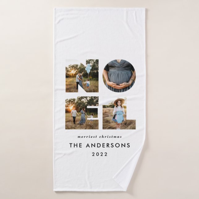 Noel Noël bold moderne 4 photo simple Holiday (Serviette de bain)