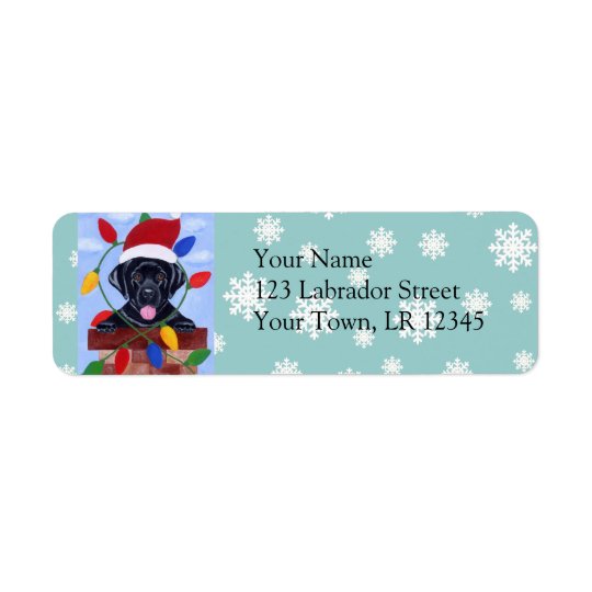 Noël noir de labrador retriever étiquette d’adresse retour