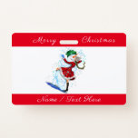 Noël Nom de la fête Badge Snowman and Girl Dance<br><div class="desc">Happy Snowman and Girl Dance Tango Christmas Party Fun Dessin de dessin - Choisissez / Ajouter votre texte unique / Nom / Couleur - Faites votre cadeau spécial - Redimensionnez et déplacez ou retirez et ajoutez des éléments / texte avec l'outil de personnalisation! Dessin et design par MIGNED. S'il vous...</div>