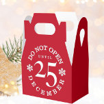 Noël N'Ouvre Pas Jusqu'À 25 Ballotins Gable<br><div class="desc">Êtes-vous en train de donner des faveurs de Noël cette année qui a besoin d'une boîte cadeau festive rouge gable avec les instructions strictes qu'il ne doit pas être ouvert avant le 25 décembre ? Hey hey - vous venez de trouver ce que vous cherchiez. Customisez la couleur - ajoutez...</div>