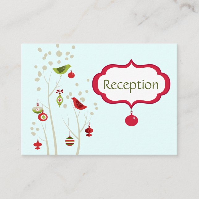 Noël Oiseaux d'hiver Mariage Cartes de réception (Devant)