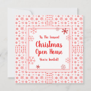 Noël Open House Red Snowflake Invitation