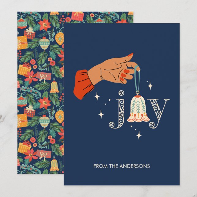 Noël Ornament Joie Carte de vacances (Devant / Derrière)