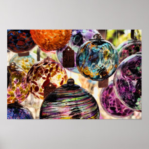 Noël ornemente le verre - affiche