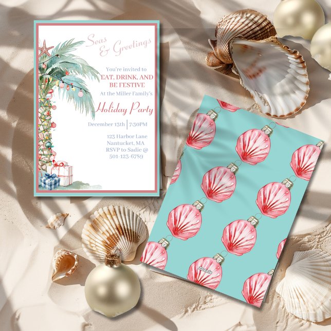 Noël Palm Tree Fête Invitation (Christmas Palm Tree Holiday Party Invitation)