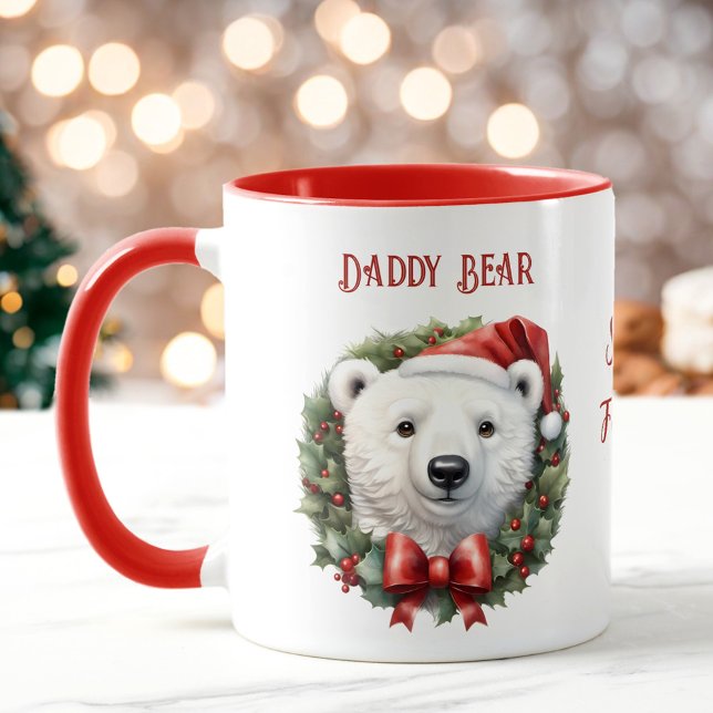 Noël Papa Polar Nom de l'ours Mug (Christmas Daddy Polar Bear Name Mug)