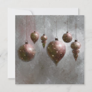 Noël pendaison cuivre argent Baubles Flat Card