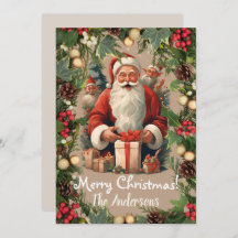 Noël Père Noël 10 Joyeux Noël ! Carte de Noël