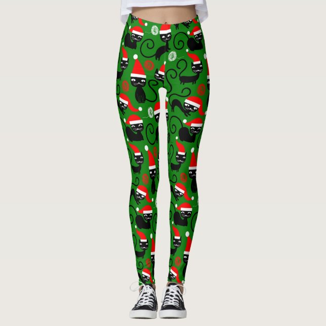 Noël père Noël chats leggings (Devant)
