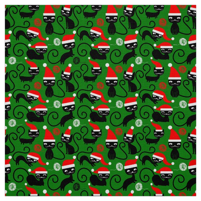 Noël père Noël chats tissu xmas (Échantillon)