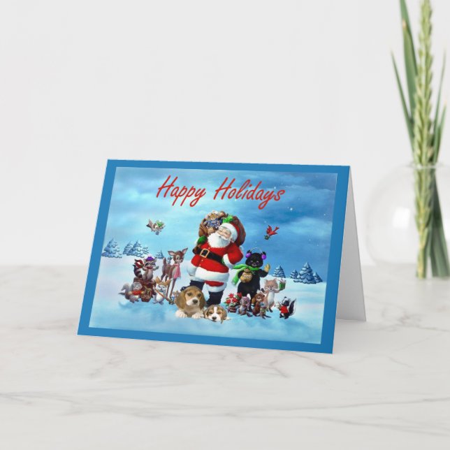 Noël Père Noël de beagle et carte de voeux (Devant)