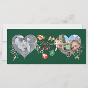 Noël Père Noël et Reindeer 2 Photos Salutation