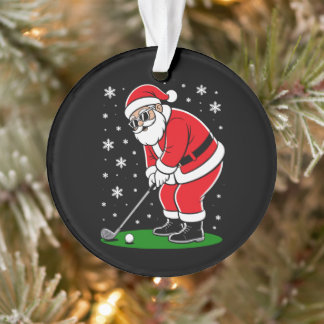 Noël Père Noël Golf Golfant Flocons Golfeur